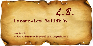 Lazarovics Belián névjegykártya